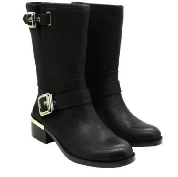 Vince Camuto Womens Moto Boots Black 8.5
