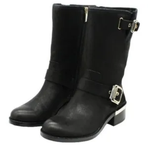 Vince Camuto Womens Moto Boots Black 8.5