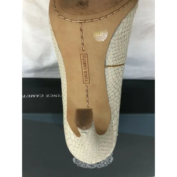 Vince Camuto Womens Shoes Beige Leather High Heels