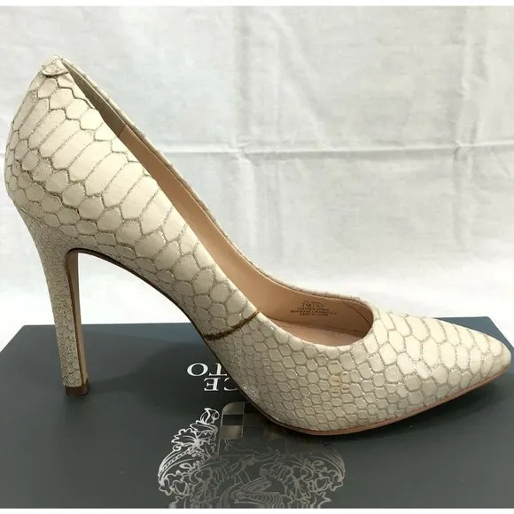 Vince Camuto Womens Shoes Beige Leather High Heels
