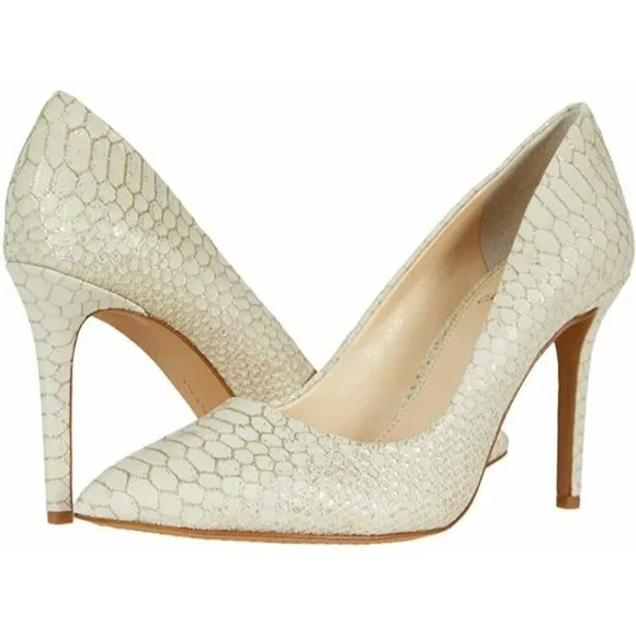 Vince Camuto Womens Shoes Beige Leather High Heels