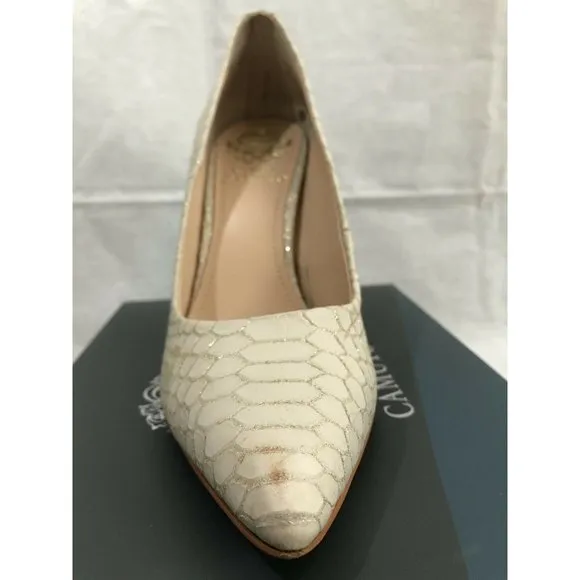 Vince Camuto Womens Shoes Beige Leather High Heels