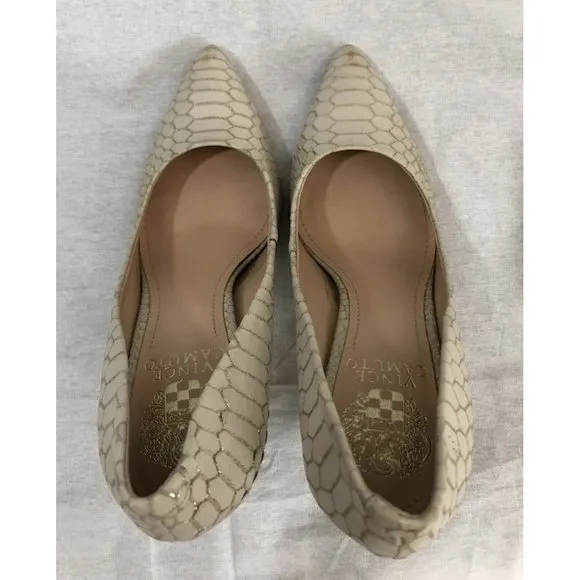 Vince Camuto Womens Shoes Beige Leather High Heels