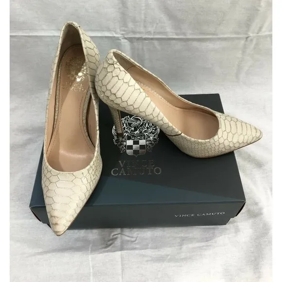 Vince Camuto Womens Shoes Beige Leather High Heels