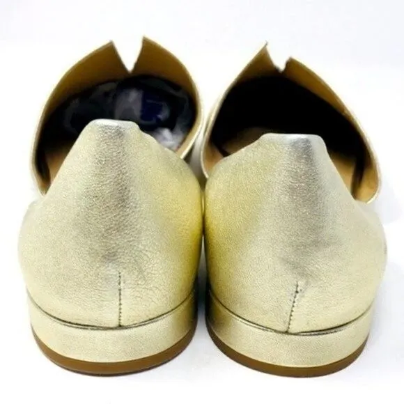Vince Darlington womans pointed toe leather flats 11M BoxR metallic Gold