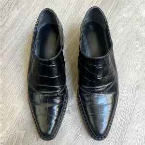 Vince Delmar Croc Embossed Loafers Women's Slip On Sz 7 M EU 37 Black Italy