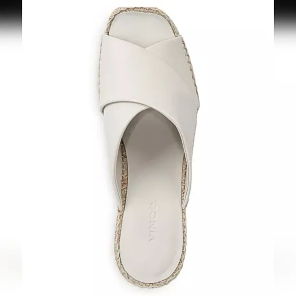 Vince Gaelan Leather Wedge Espadrille Sandals, Size 11, Color Off White