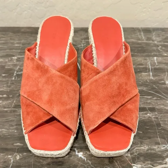 Vince Gaelan Suede Espadrille Wedge Slide Sandals