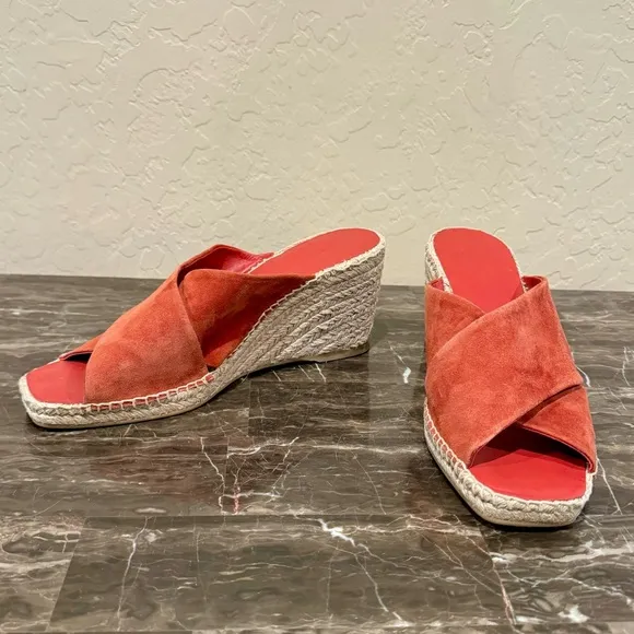Vince Gaelan Suede Espadrille Wedge Slide Sandals