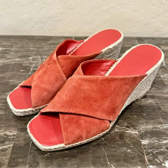 Vince Gaelan Suede Espadrille Wedge Slide Sandals