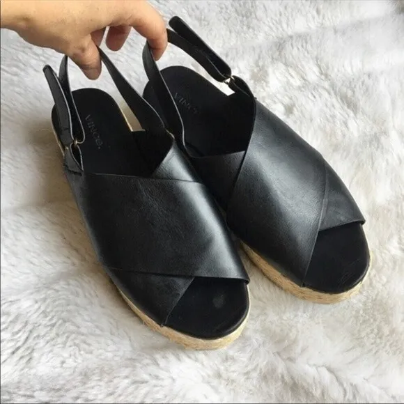 Vince Jesson Leather Espadrille Platform Sandals