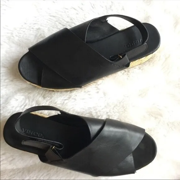 Vince Jesson Leather Espadrille Platform Sandals