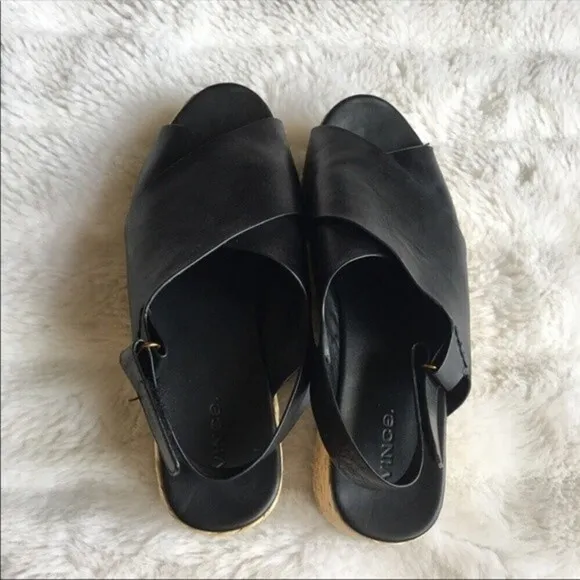 Vince Jesson Leather Espadrille Platform Sandals