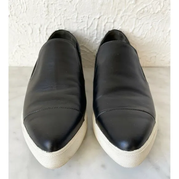 Vince Paeyre Black Leather Pointed Toe Slip On Loafer Sneaker - Women's Size 5