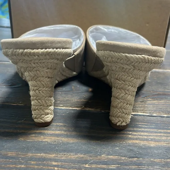 VINCE PIA SUEDE WEDGE ESPADRILLE SANDALS TAUPE CLAY/BEIGE LEATHER - 9.5