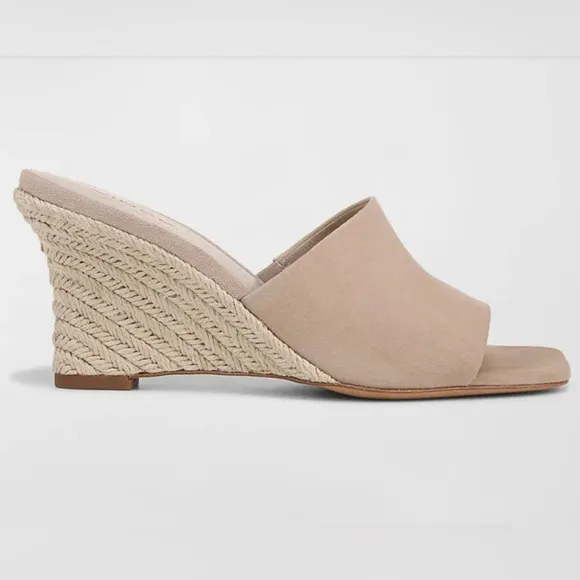 VINCE PIA SUEDE WEDGE ESPADRILLE SANDALS TAUPE CLAY/BEIGE LEATHER - 9.5