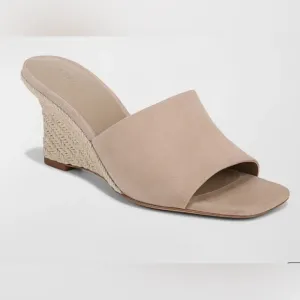 VINCE PIA SUEDE WEDGE ESPADRILLE SANDALS TAUPE CLAY/BEIGE LEATHER - 9.5