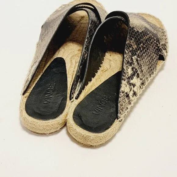 Vince Snake Embossed Crisscross Espadrille Sandal Size 7