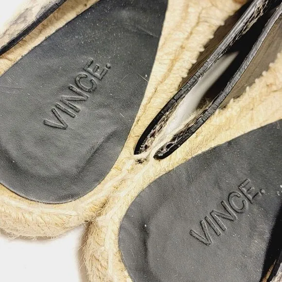 Vince Snake Embossed Crisscross Espadrille Sandal Size 7