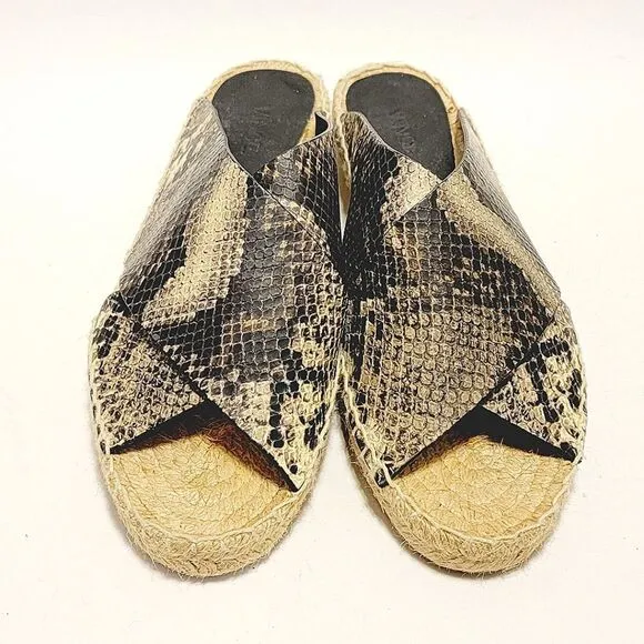 Vince Snake Embossed Crisscross Espadrille Sandal Size 7