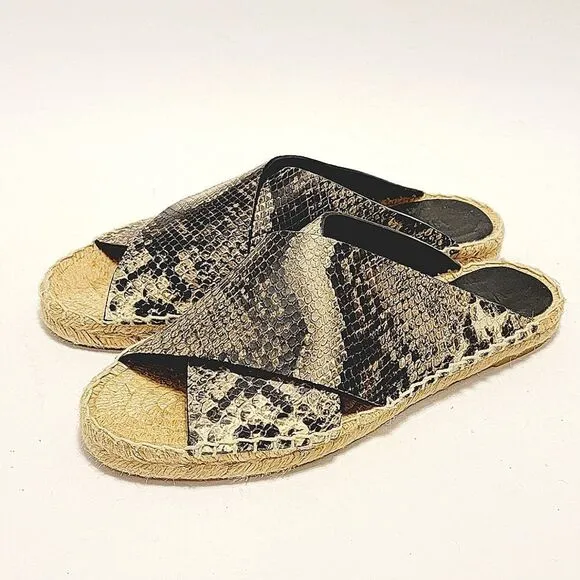 Vince Snake Embossed Crisscross Espadrille Sandal Size 7