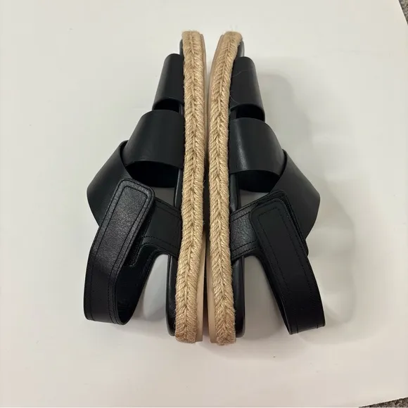 Vince Sophie Black Leather Espadrille Sandals size 9.5