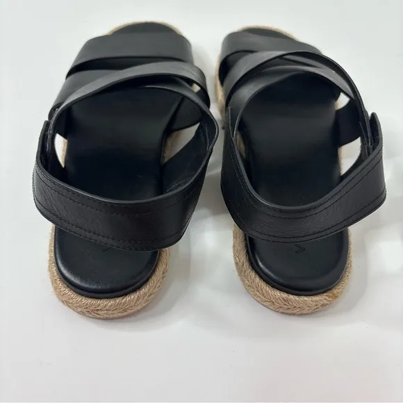 Vince Sophie Black Leather Espadrille Sandals size 9.5
