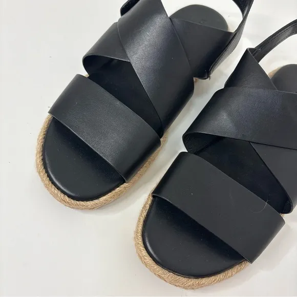 Vince Sophie Black Leather Espadrille Sandals size 9.5