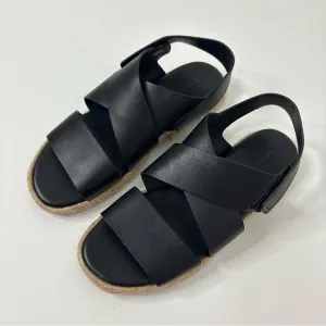 Vince Sophie Black Leather Espadrille Sandals size 9.5