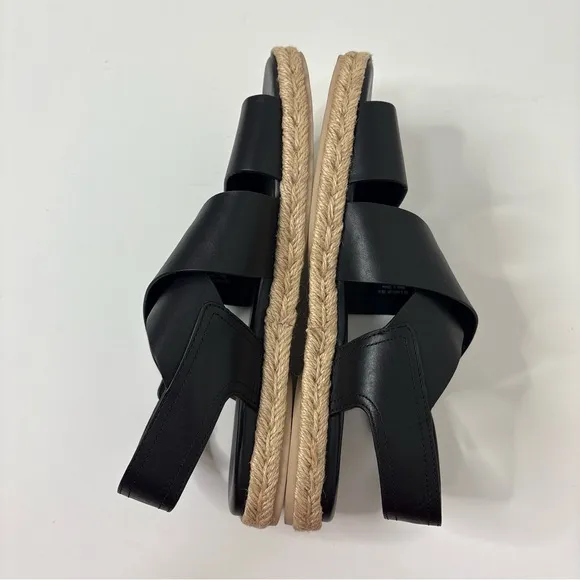 Vince Sophie Black Leather Espadrille Sandals size 9.5