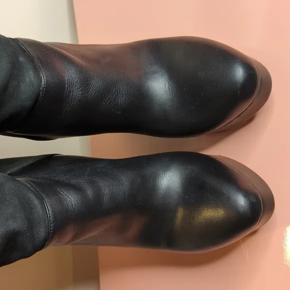 Vince Suede Nubuck Wedge Knee High Boots Made in Italy Black Size 9 US 40 EU