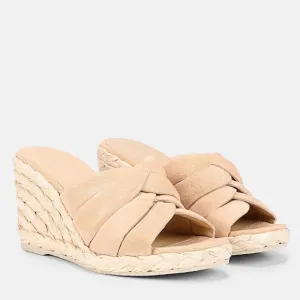 VINCE  Women Gilian Suede Wedge Sandal Blonde Size 8M Beige NEW