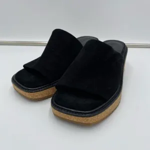 Vince Women's Black Suede Cork Platform Square Toe Maddy Sandals Size 7