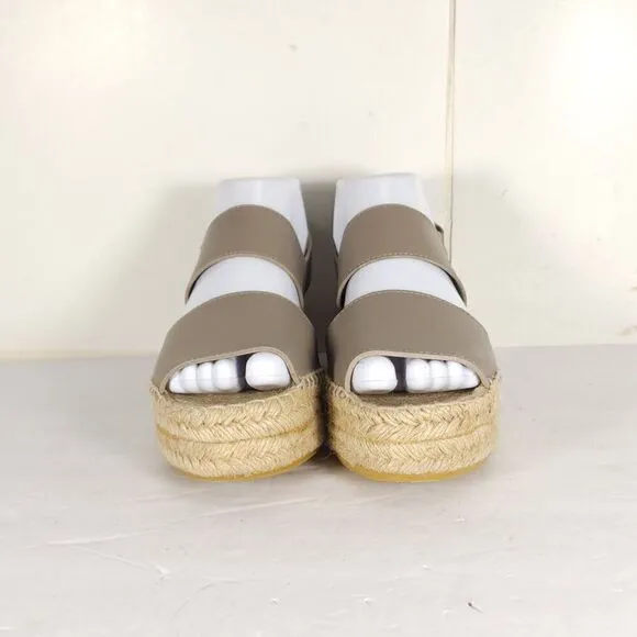 Vince Women's Emilia US 6M Taupe Leather Platform Espadrille Slingback sandals