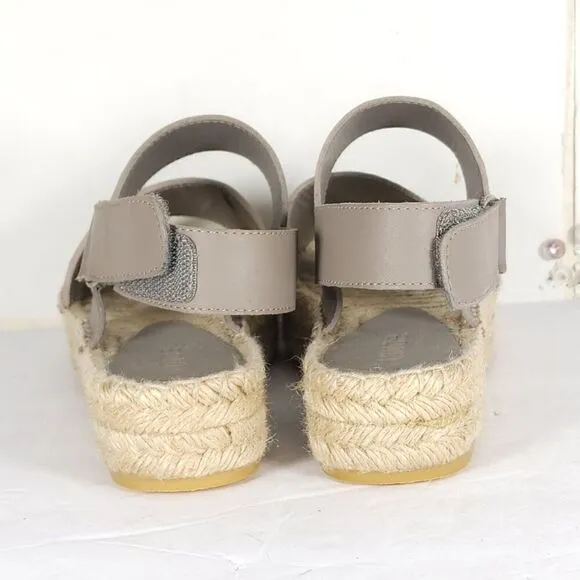 Vince Women's Emilia US 6M Taupe Leather Platform Espadrille Slingback sandals