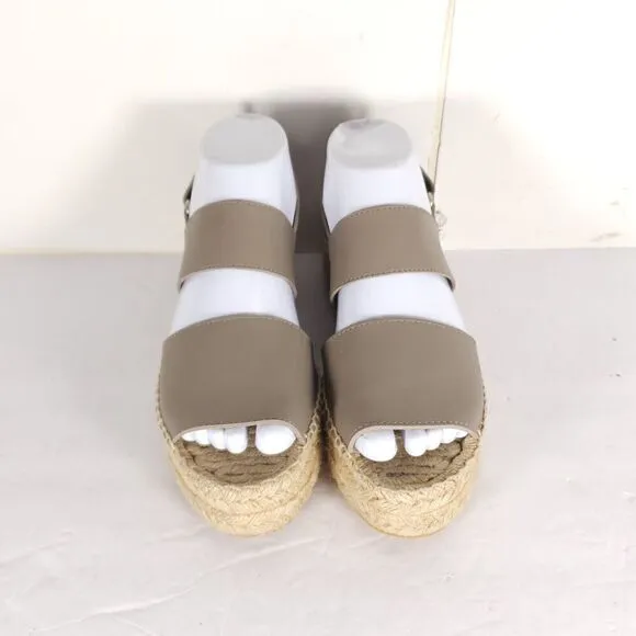 Vince Women's Emilia US 6M Taupe Leather Platform Espadrille Slingback sandals