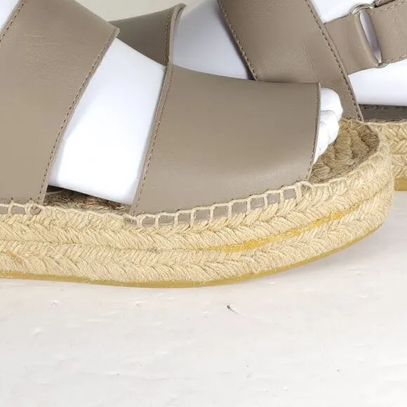 Vince Women's Emilia US 6M Taupe Leather Platform Espadrille Slingback sandals