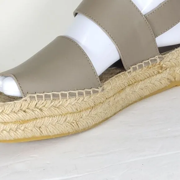 Vince Women's Emilia US 6M Taupe Leather Platform Espadrille Slingback sandals