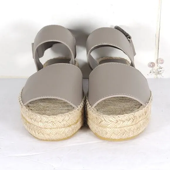 Vince Women's Emilia US 6M Taupe Leather Platform Espadrille Slingback sandals
