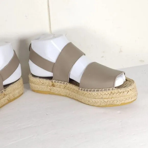 Vince Women's Emilia US 6M Taupe Leather Platform Espadrille Slingback sandals