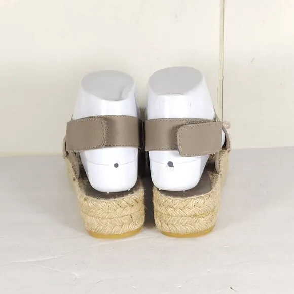 Vince Women's Emilia US 6M Taupe Leather Platform Espadrille Slingback sandals