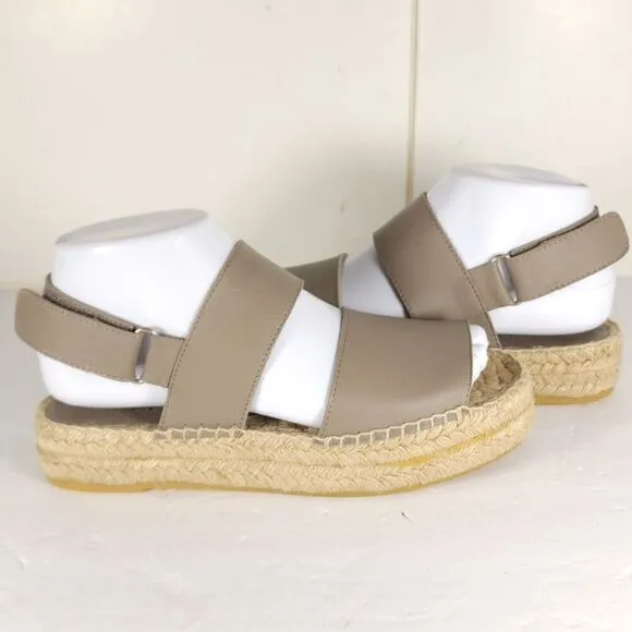Vince Women's Emilia US 6M Taupe Leather Platform Espadrille Slingback sandals