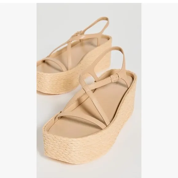 Vince Women's Tan Maxine Raffia Platform Sandals Size 7/37