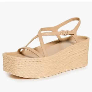 Vince Women's Tan Maxine Raffia Platform Sandals Size 7/37