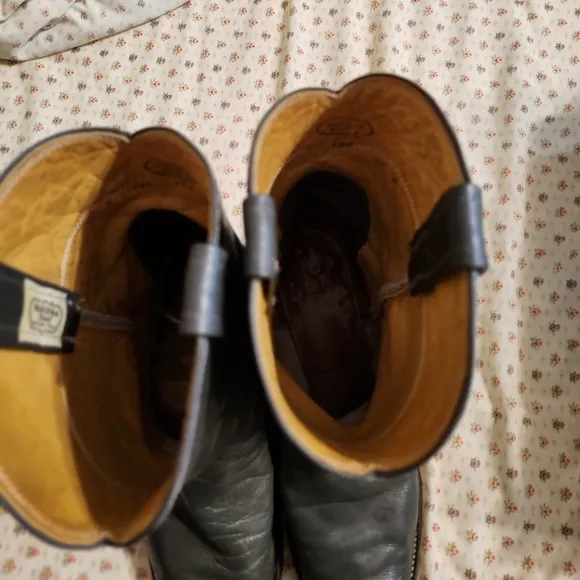 VINTAGE 1970s Nocona Western Boots Gray Leather Size 9.5 Made in Nocona, Texas