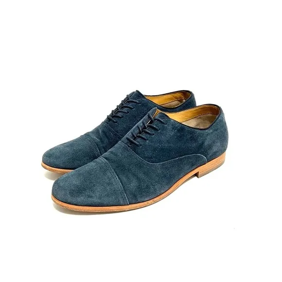 Vintage 1990s men’s blue suede lace up Oxford shoes