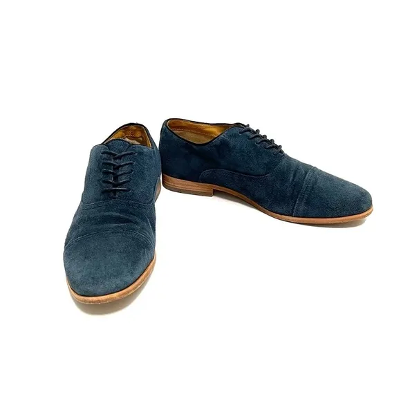 Vintage 1990s men’s blue suede lace up Oxford shoes