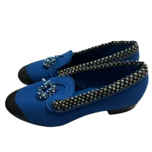 Vintage 50s Retro Wool Blend Blue Dress Shoes Size 8.5