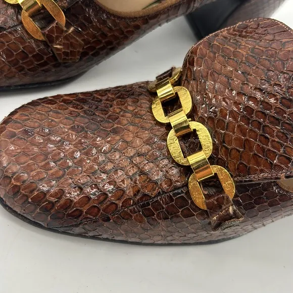 Vintage 60’s G. Fox &amp; Company Filene’s Genuine Cobra Snakeskin Block Heels