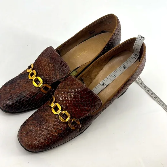 Vintage 60’s G. Fox &amp; Company Filene’s Genuine Cobra Snakeskin Block Heels